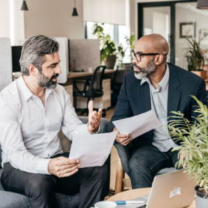 A financial adviser talking to a customer about IHT planning